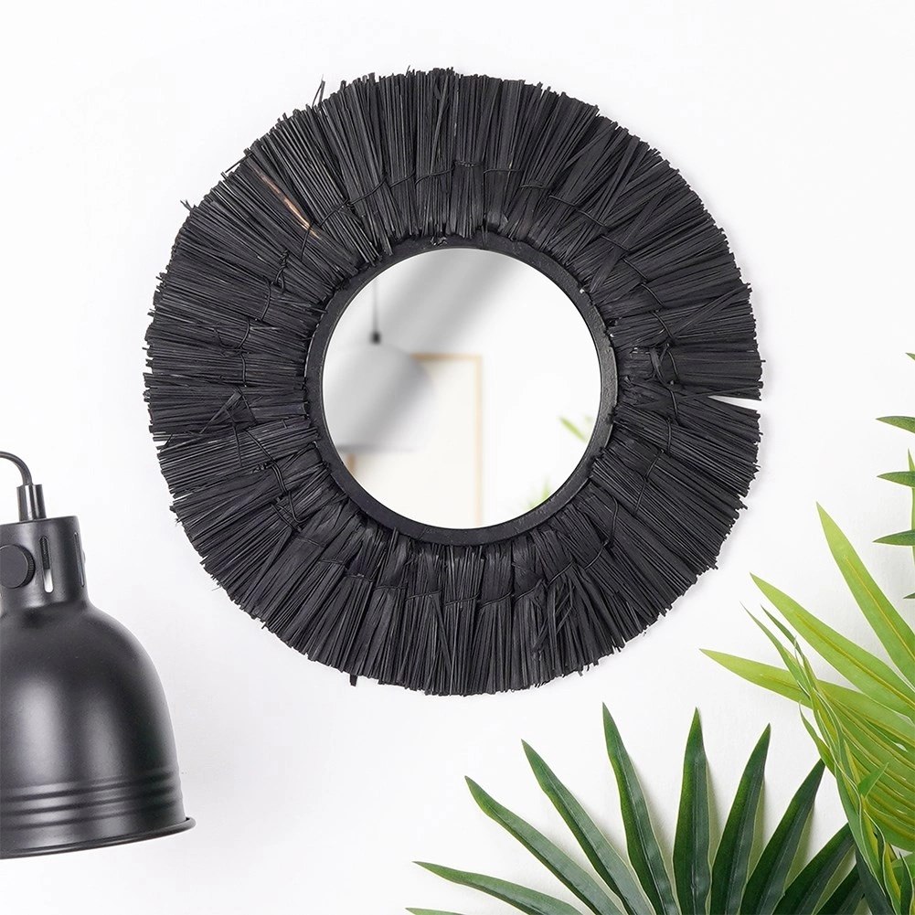 Lustro Ścienne z Ramą Wiszące Ozdobne Dekoracyjne Boho HOME STYLING 32 cm - obrazek 2