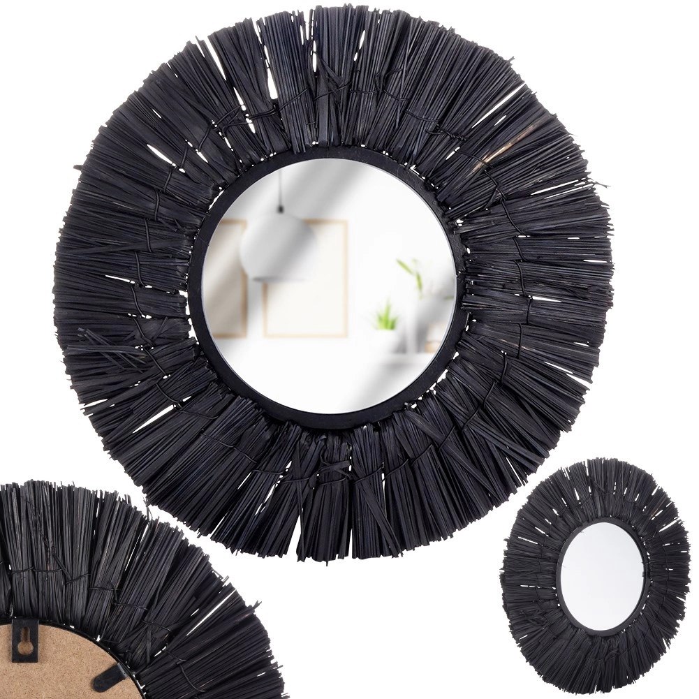 Lustro Ścienne z Ramą Wiszące Ozdobne Dekoracyjne Boho HOME STYLING 32 cm - obrazek 7