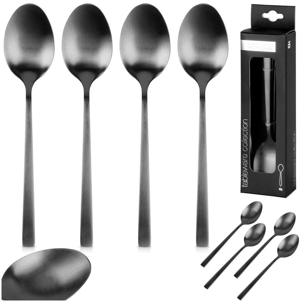 Łyżeczki do Herbaty Stal Nierdzewna Czarne 4 Szt. 15 cm EXCELLENT HOUSEWARE - obrazek 7