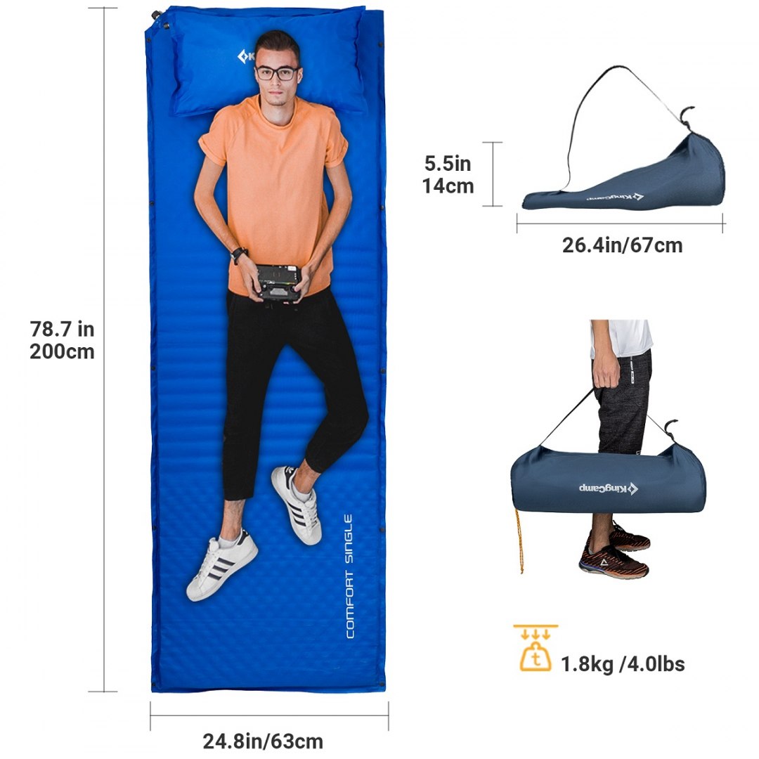Mata Samopompująca KINGCAMP Comfort Single 198 cm - obrazek 3