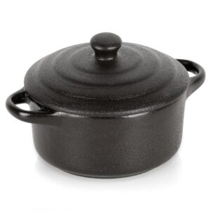 Miseczka do Zapiekania 150 ml Porcelanowa Czarna z Pokrywką VILDE