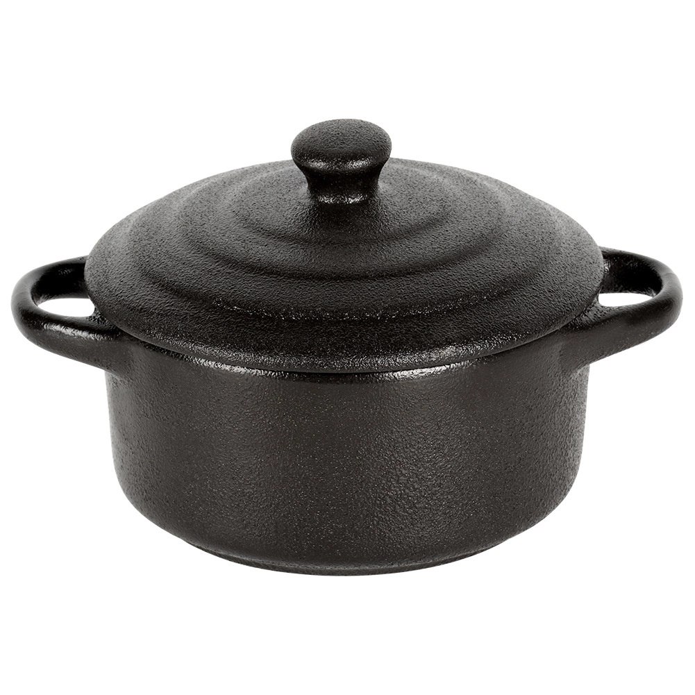 Miseczka do Zapiekania 150 ml Porcelanowa Czarna z Pokrywką VILDE - obrazek 3