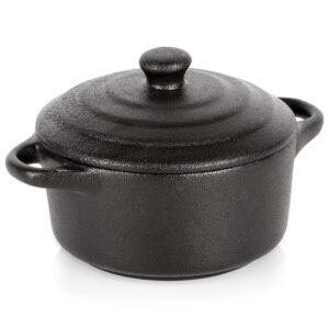 Miseczka do Zapiekania 300 ml Porcelanowa Czarna z Pokrywką VILDE