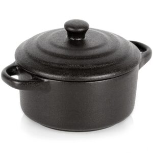 Miseczka do Zapiekania 450 ml Porcelanowa Czarna z Pokrywką VILDE