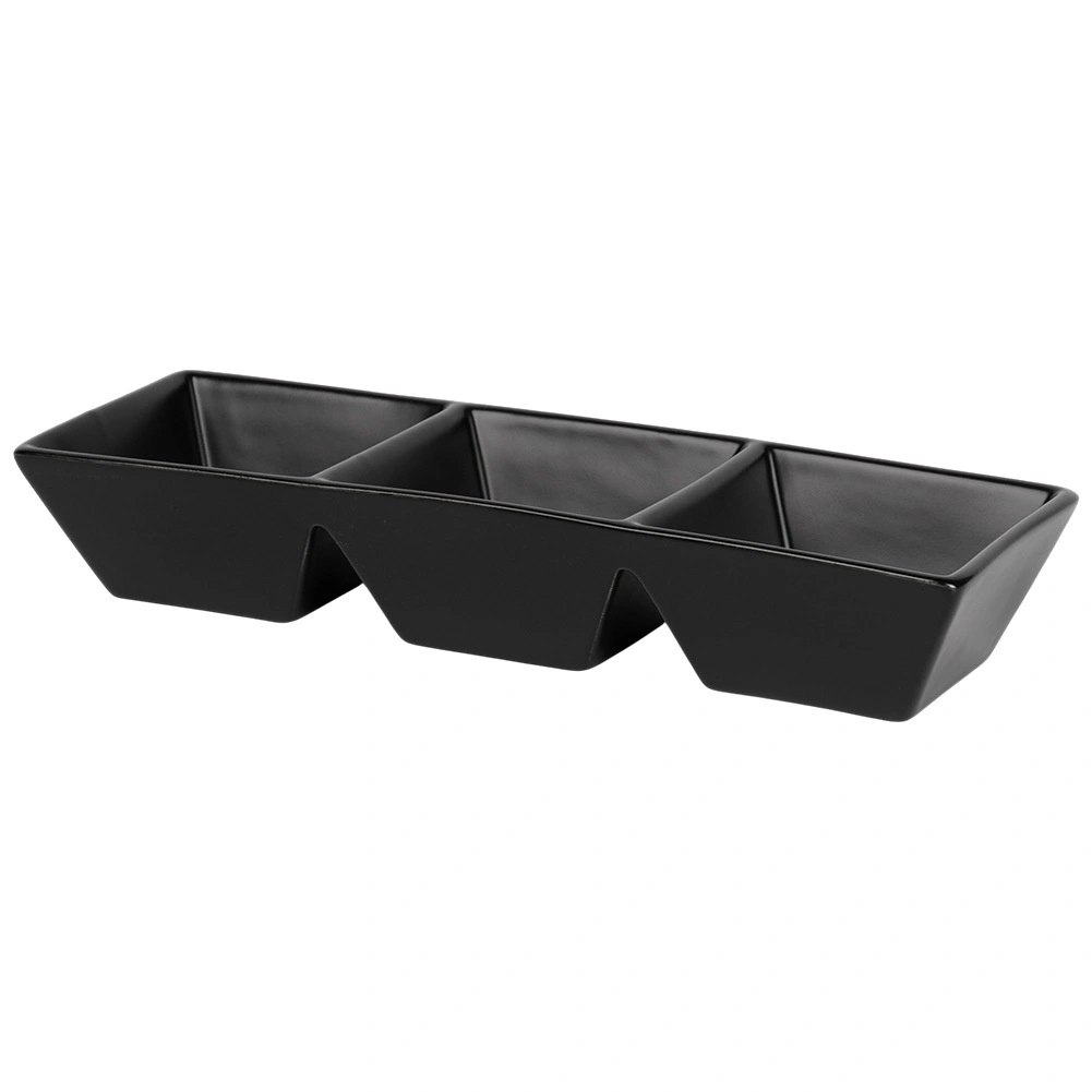 Miseczki na przekąski ceramiczne czarne potrójne 29 cm - obrazek 3