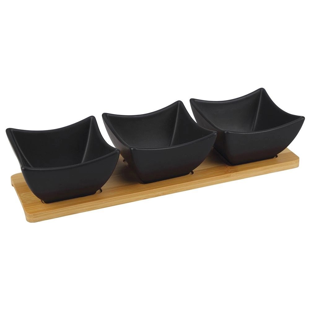 Miseczki na Przekąski Przystawki Porcelanowe Czarne ORION 31,5 cm 4 el. - obrazek 3