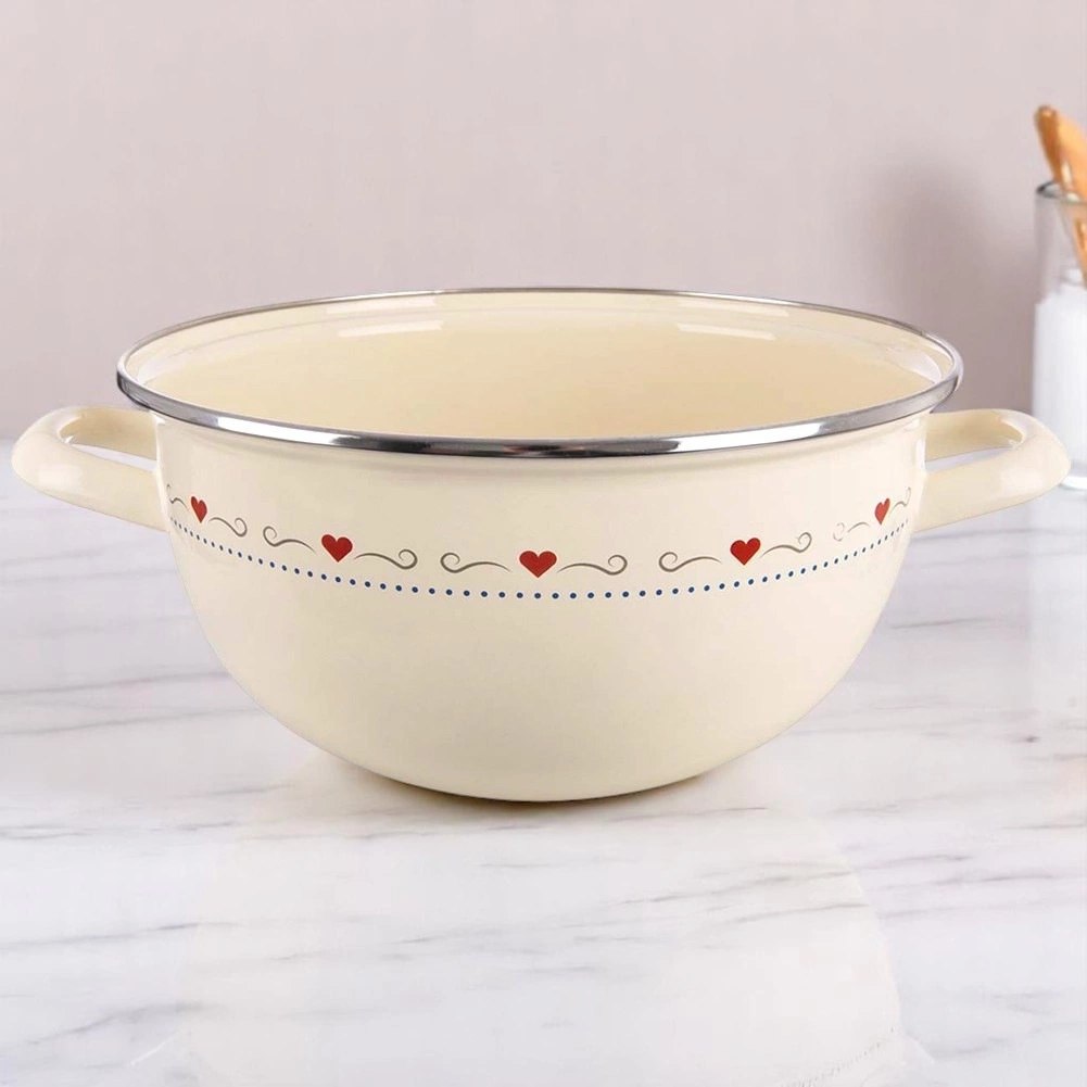 Miska emaliowana z uchwytami kremowa TONCA 33 cm, 5 l - obrazek 2