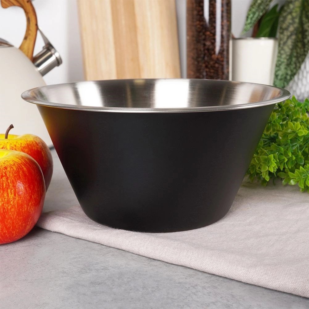 Miska Kuchenna do Surówek Sałatek Przekąsek Stalowa Czarna VILDE 22 cm, 2 l - obrazek 2