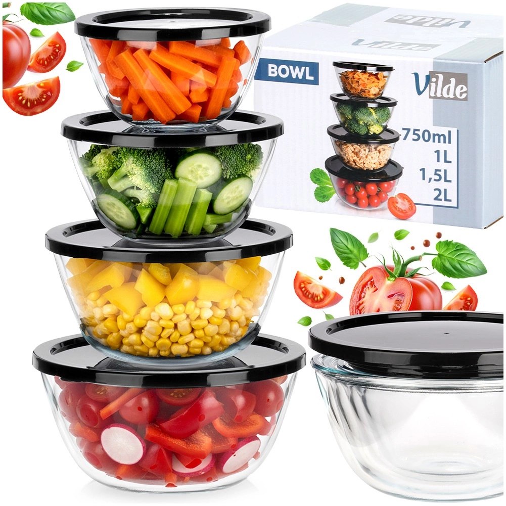 Miska szklana z pokrywką 750 ml / 1 l / 1,5 l / 2 l 4 szt. - obrazek 8