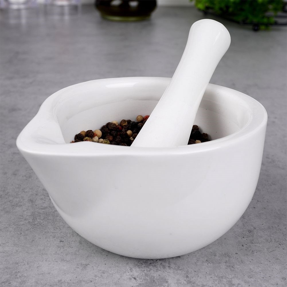 Moździerz z Tłuczkiem do Przypraw Porcelanowy Biały Houseware - obrazek 2