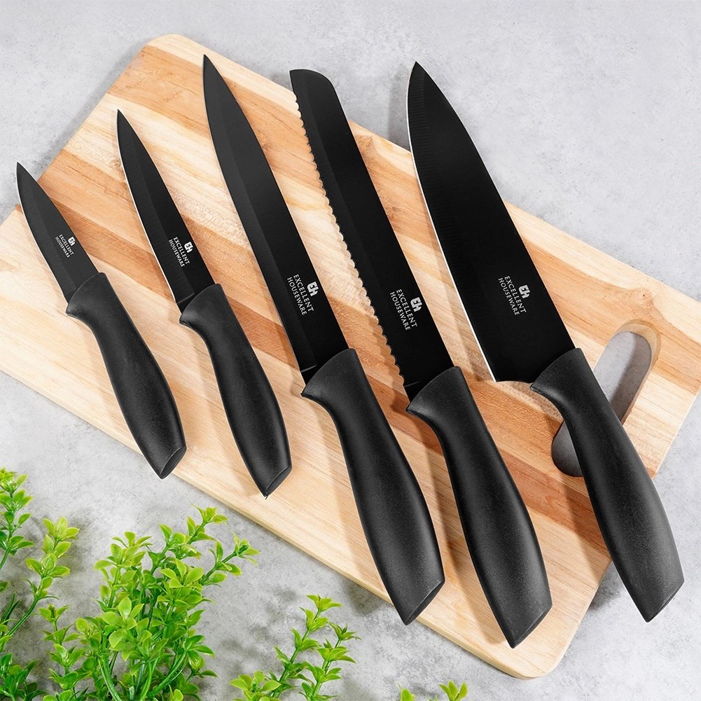 Nóż do chleba stalowy czarny 32 cm - obrazek 6