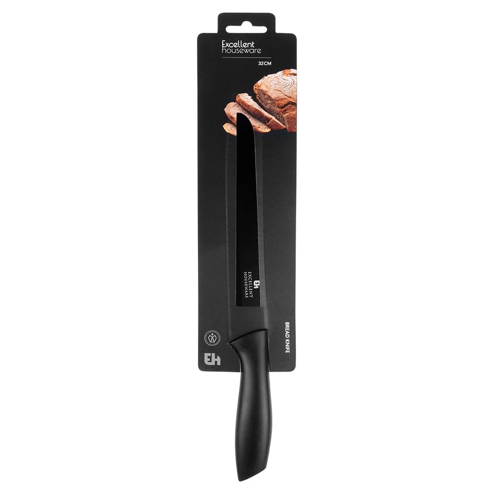 Nóż do chleba stalowy czarny 32 cm - obrazek 7