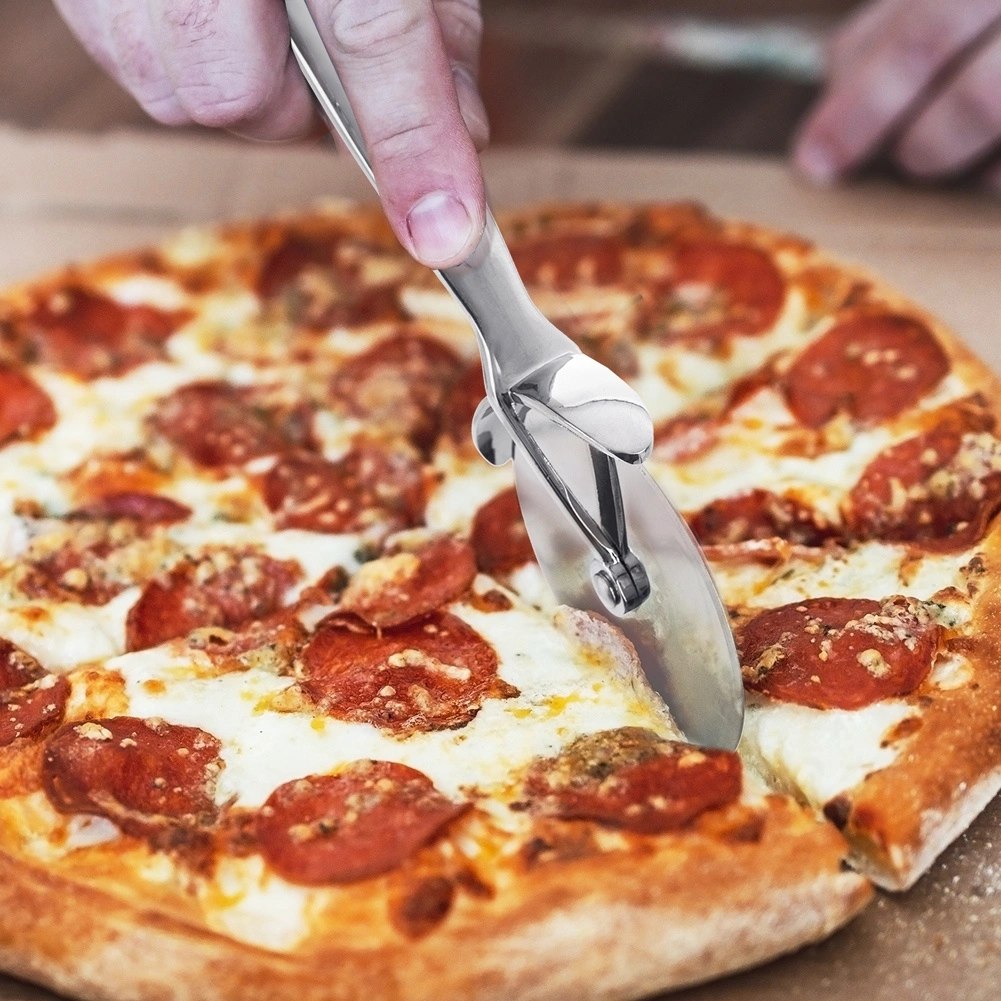 Nóż do Pizzy Okrągły 20 cm Metal z Obrotowym Ostrzem Solidny ORION - obrazek 2