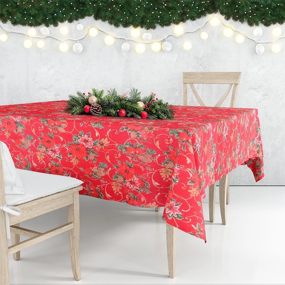 Obrus Świąteczny Plamoodporny 180 x 130 cm Czerwony EXCELLENT HOUSEWARE - obrazek 2