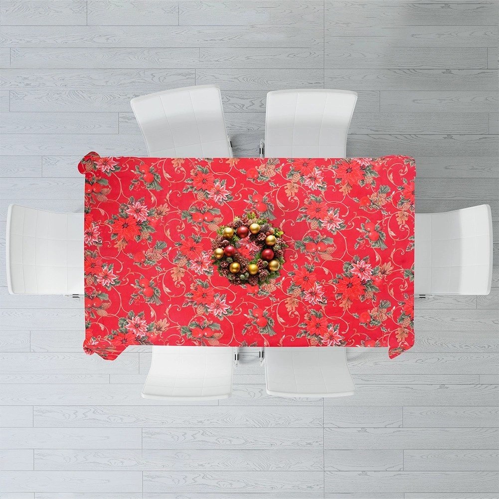 Obrus Świąteczny Plamoodporny 180 x 130 cm Czerwony EXCELLENT HOUSEWARE - obrazek 6