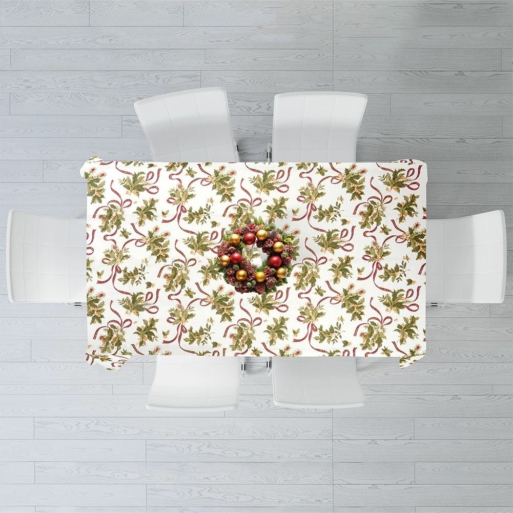 Obrus Świąteczny Plamoodporny 180 x 130 cm Kremowy EXCELLENT HOUSEWARE - obrazek 6
