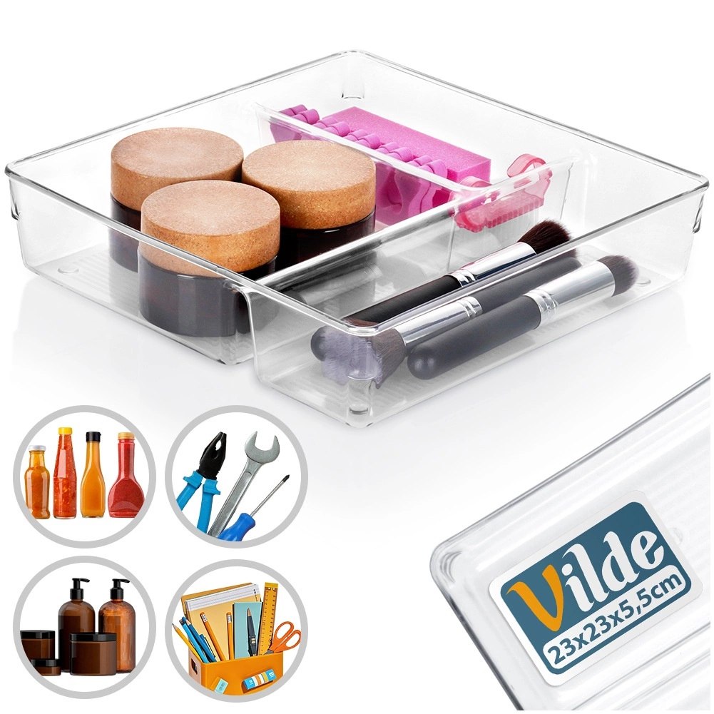 Organizer do Szuflady z Przegródkami 23 x 23 x 5,5 cm VILDE Przezroczysty - obrazek 7