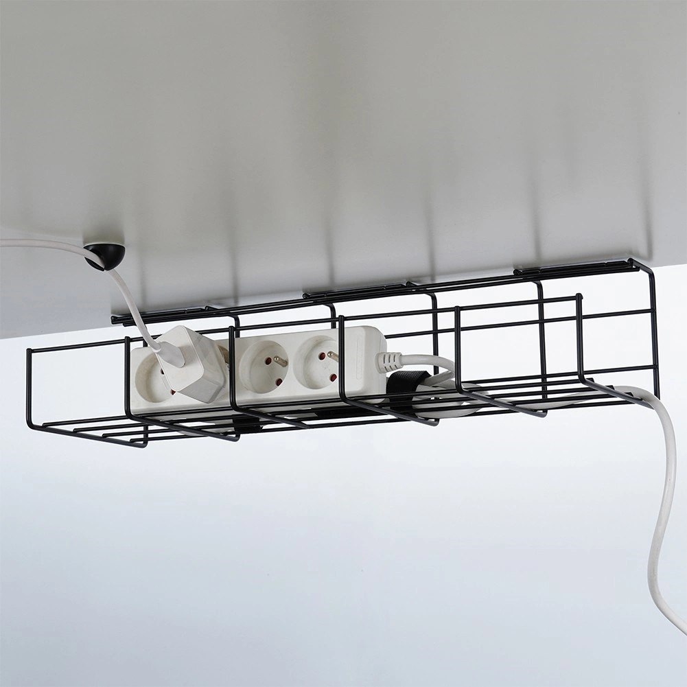 Organizer na Kable pod Blat Biurko Metalowy Czarny VILDE 43 x 17 x 10 cm - obrazek 2