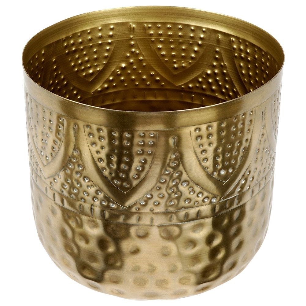 Osłonka na Doniczkę Metalowa Złota Dekoracyjna Ozdobna VILDE 19 x 18 cm - obrazek 3