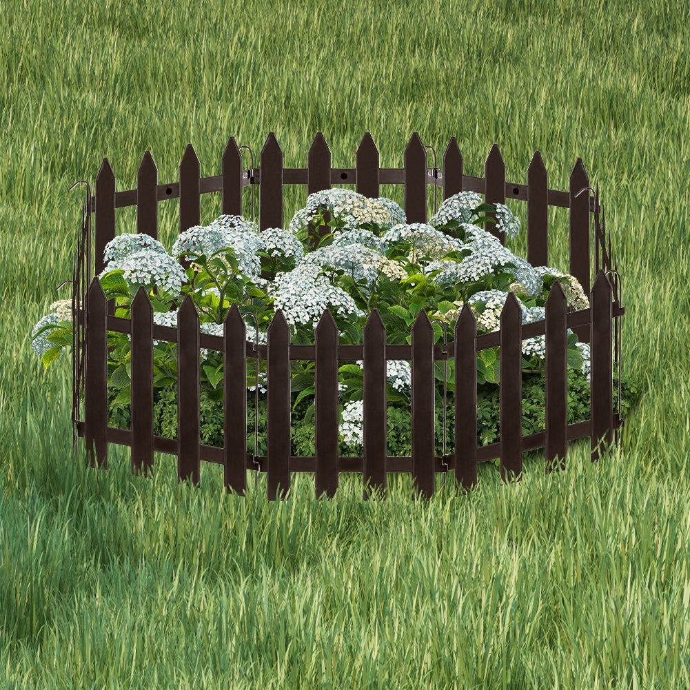 Płotek Ogrodowy Ozdobny Brązowy Dekoracyjny Obrzeże 30x30 cm 10 szt. VILDE - obrazek 5