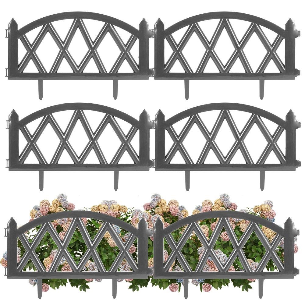 Płotek Ogrodowy Ozdobny Grafitowy Palisada Obrzeże VILDE 50 x 30 cm 6 szt.