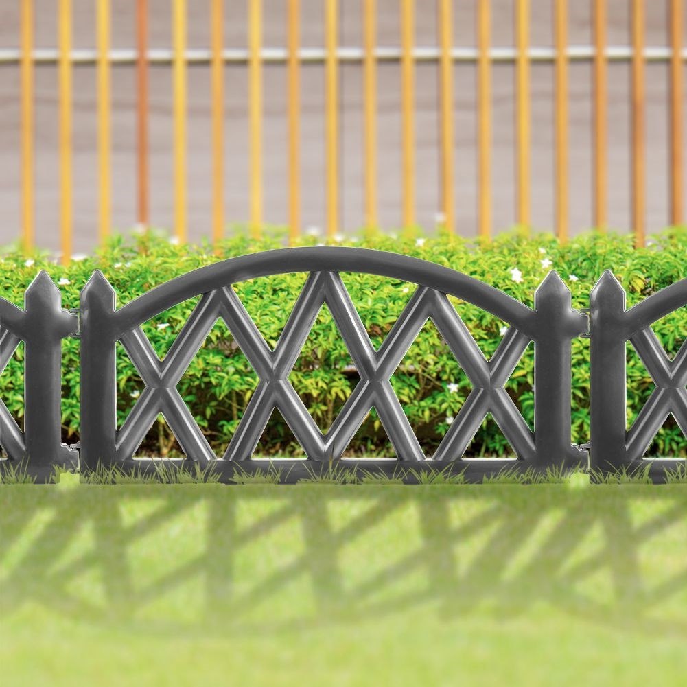 Płotek Ogrodowy Ozdobny Grafitowy Palisada Obrzeże VILDE 50 x 30 cm 6 szt. - obrazek 2