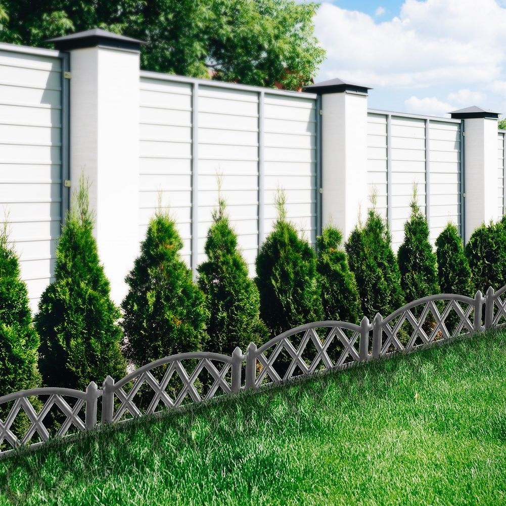 Płotek Ogrodowy Ozdobny Grafitowy Palisada Obrzeże VILDE 50 x 30 cm 6 szt. - obrazek 3