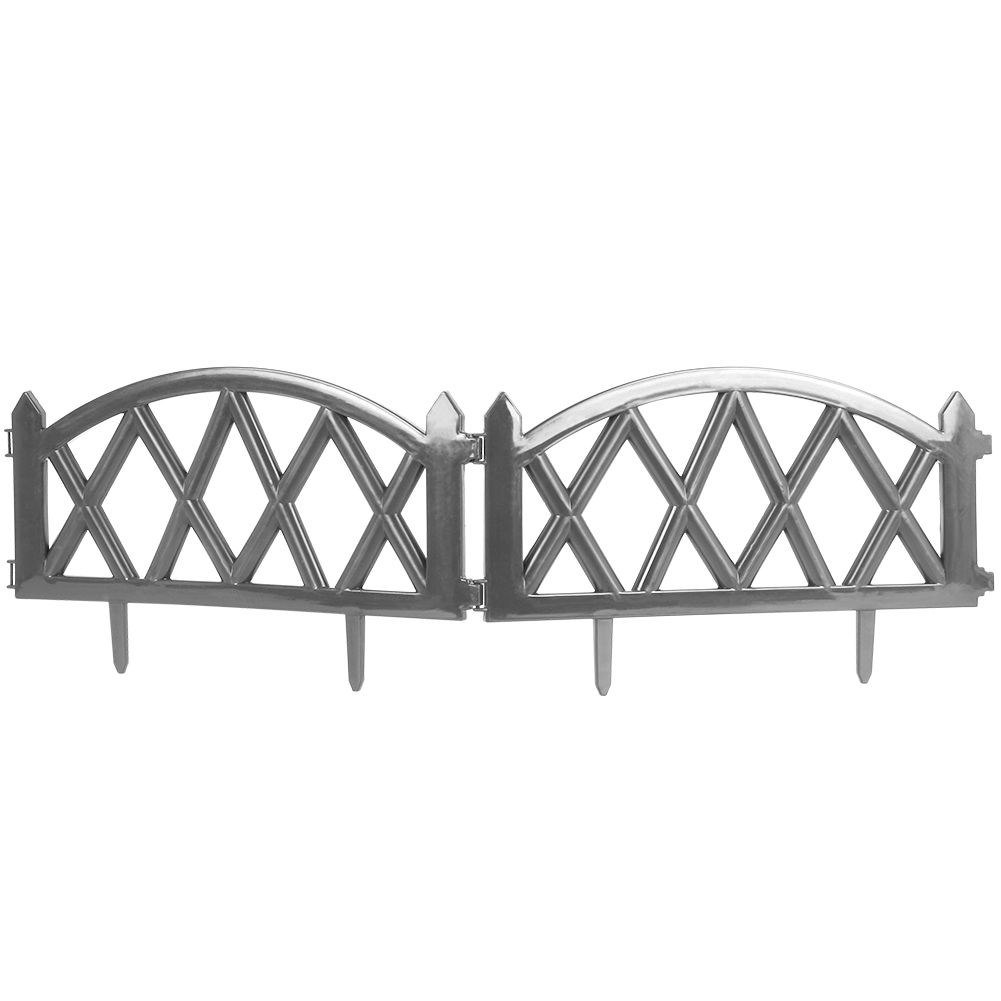 Płotek Ogrodowy Ozdobny Grafitowy Palisada Obrzeże VILDE 50 x 30 cm 6 szt. - obrazek 4