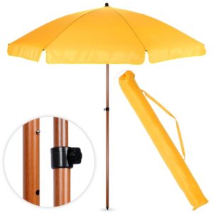 Parasol Plażowy Ogrodowy Stabilny Żółty Regulowany Składany AMBIANCE 200 cm