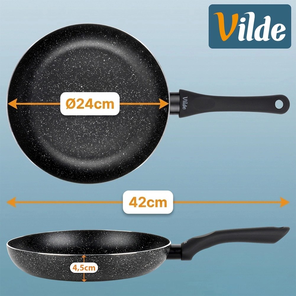 Patelnia Granitowa 24 cm Black Line Indukcja Gaz Non-stick VILDE - obrazek 5