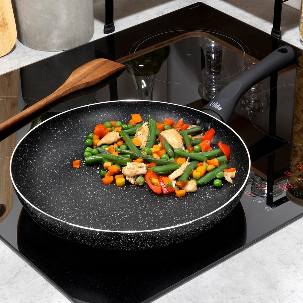 Patelnia Granitowa 28 cm Black Line Indukcja Gaz Non-stick VILDE - obrazek 2