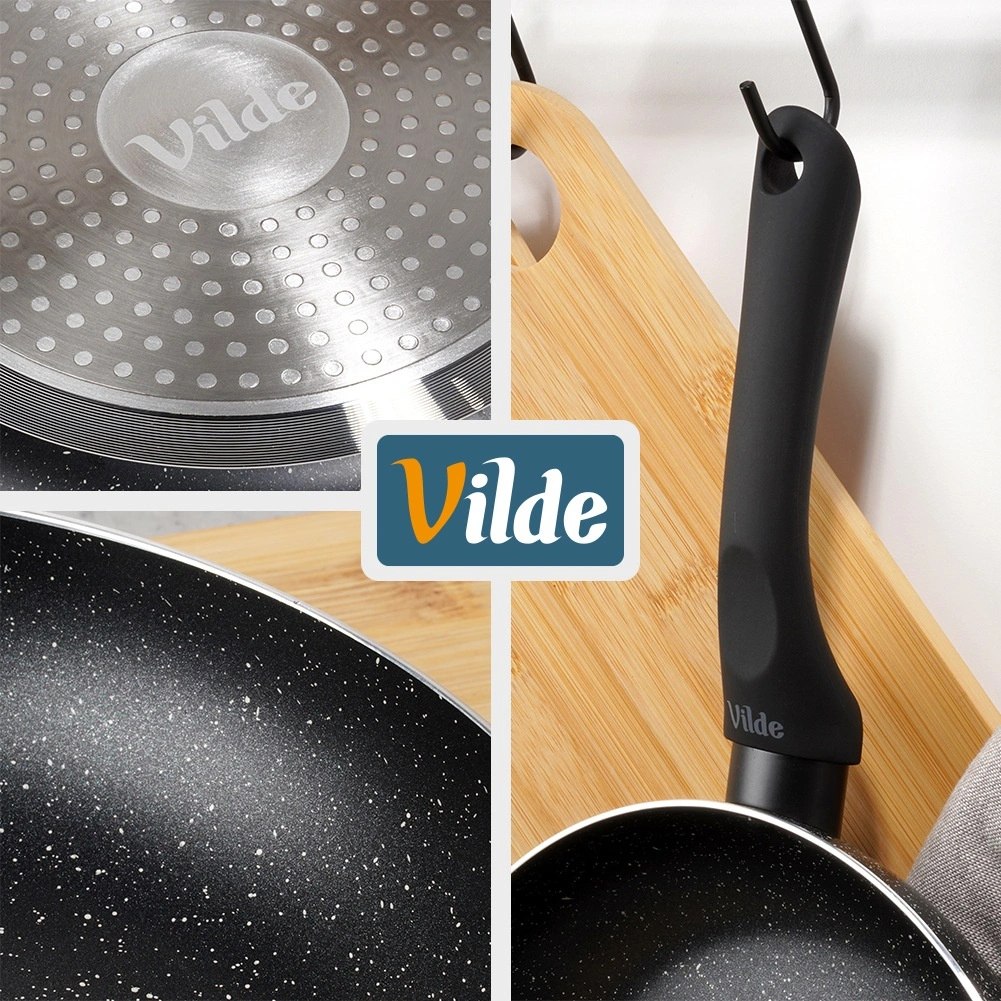 Patelnia Granitowa 28 cm Black Line Indukcja Gaz Non-stick VILDE - obrazek 4