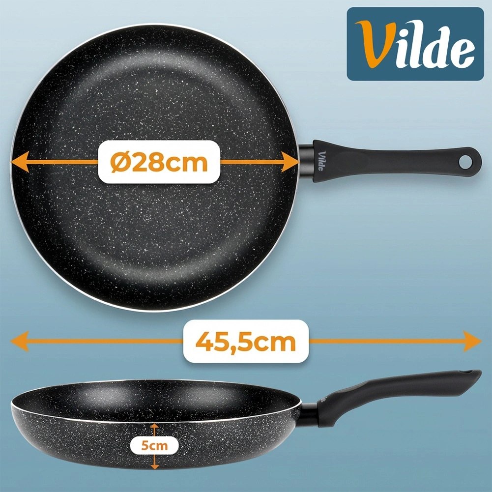 Patelnia Granitowa 28 cm Black Line Indukcja Gaz Non-stick VILDE - obrazek 5