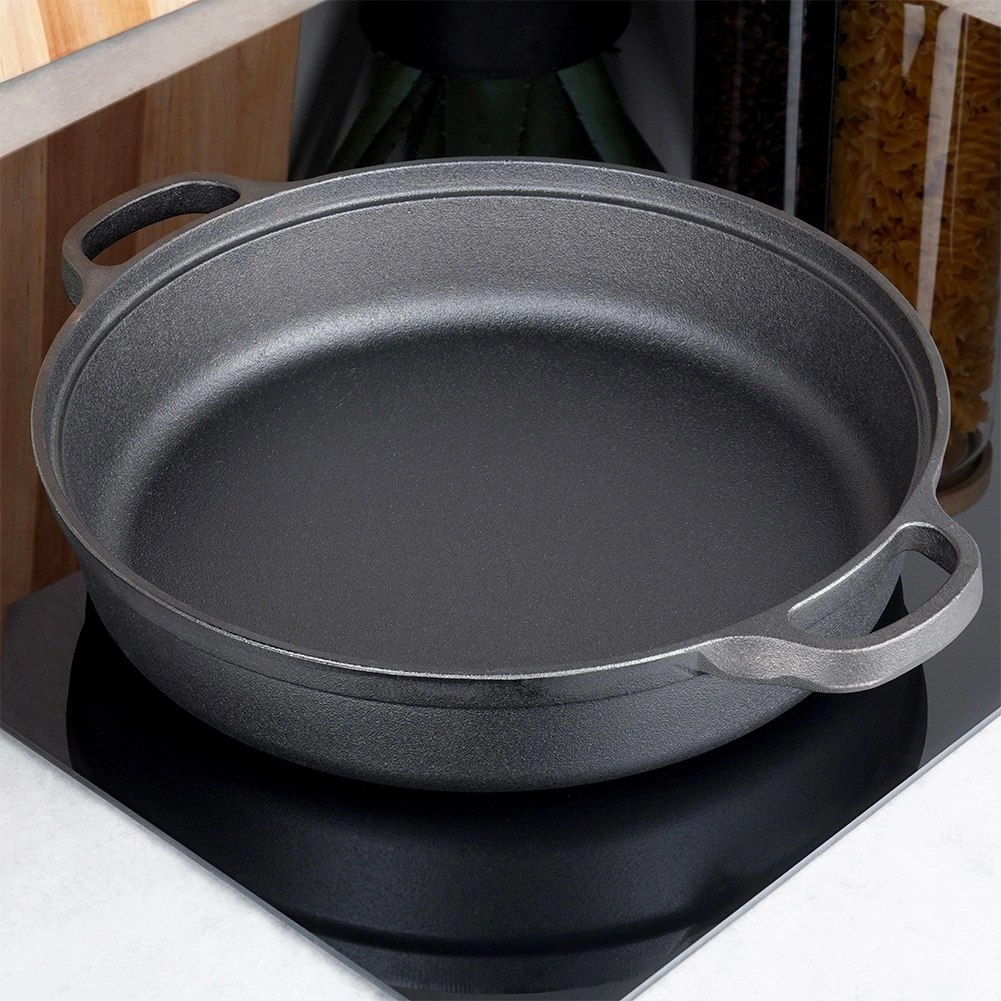 Patelnia Żeliwna Głęboka Gaz Indukcja Grill Solidna Trwała ORION 30 cm - obrazek 2
