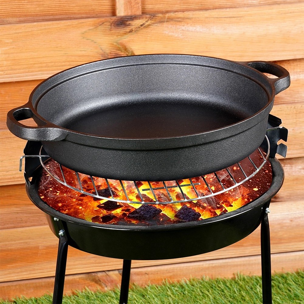 Patelnia Żeliwna Głęboka Gaz Indukcja Grill Solidna Trwała ORION 30 cm - obrazek 5