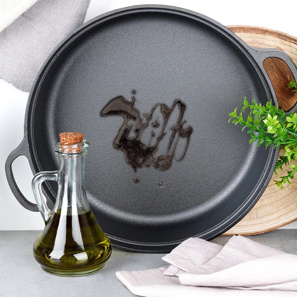 Patelnia Żeliwna Głęboka Gaz Indukcja Grill Solidna Trwała ORION 30 cm - obrazek 6