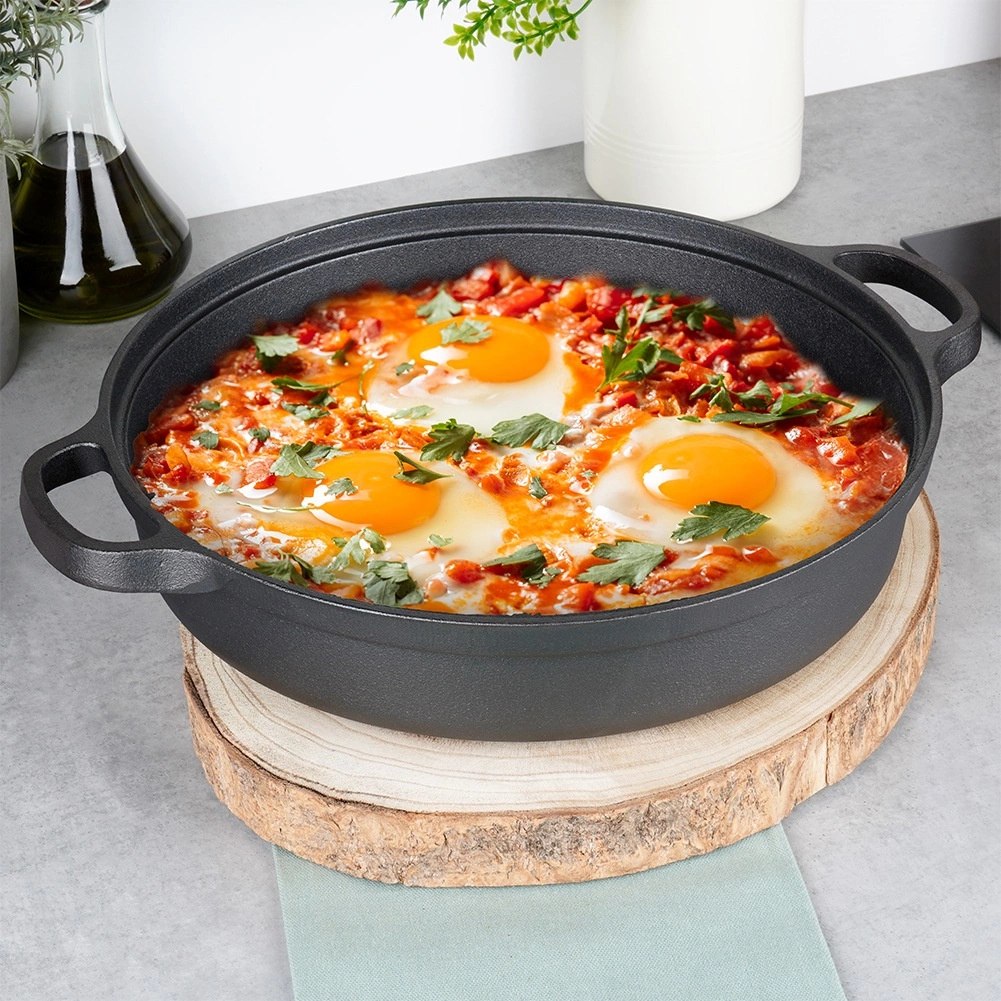 Patelnia Żeliwna Głęboka Gaz Indukcja Grill Solidna Trwała ORION 30 cm - obrazek 7