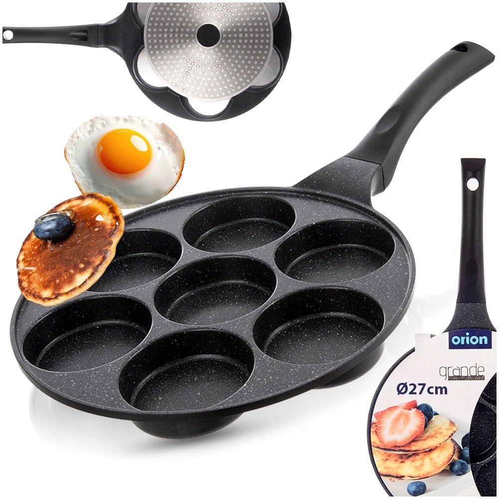 Patelnia do Jajek Granitowa Nieprzywierająca 7 Otworów ORION GRANDE 27 cm - obrazek 8
