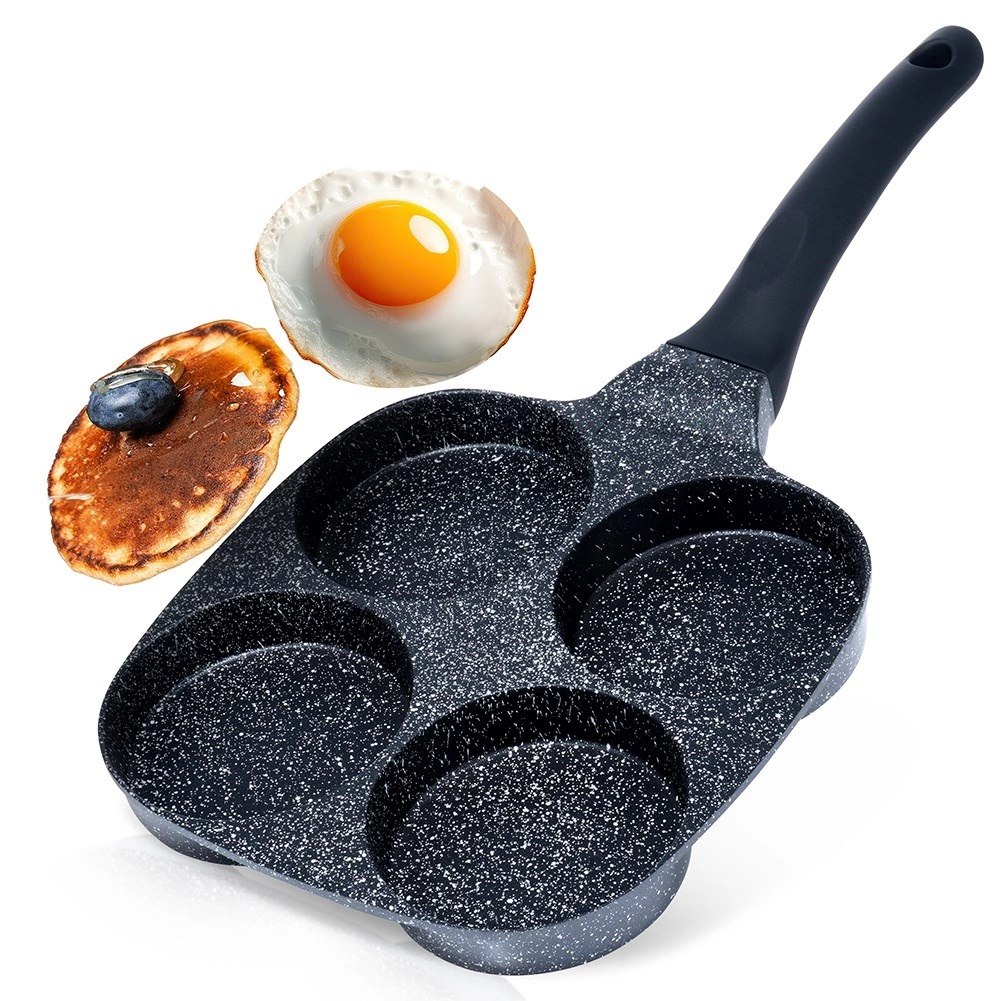 Patelnia do Jajek Placków Pancakes Granitowa 4 Otwory Solidna VILDE 19x19 cm - obrazek 2