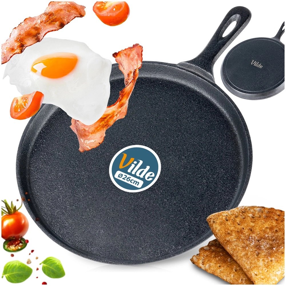 Patelnia do Naleśników Placków Pizzy Tortilli Żeliwna Solidna ORION 26 cm
