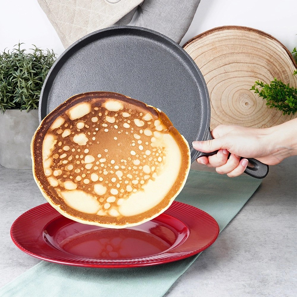 Patelnia do Naleśników Placków Pizzy Tortilli Żeliwna Solidna ORION 26 cm - obrazek 3