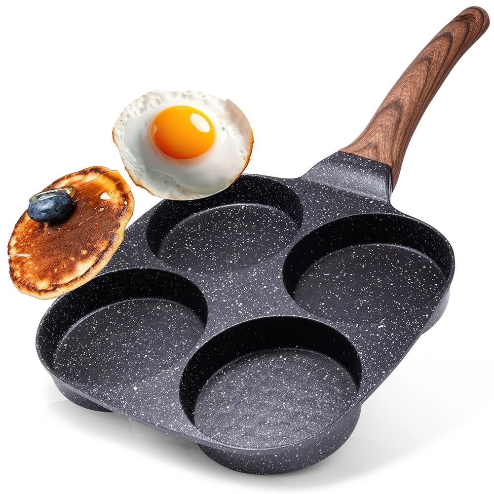 Patelnia do Jajek Placków Pancakes Granitowa 4 Otwory Solidna VILDE 19x19cm