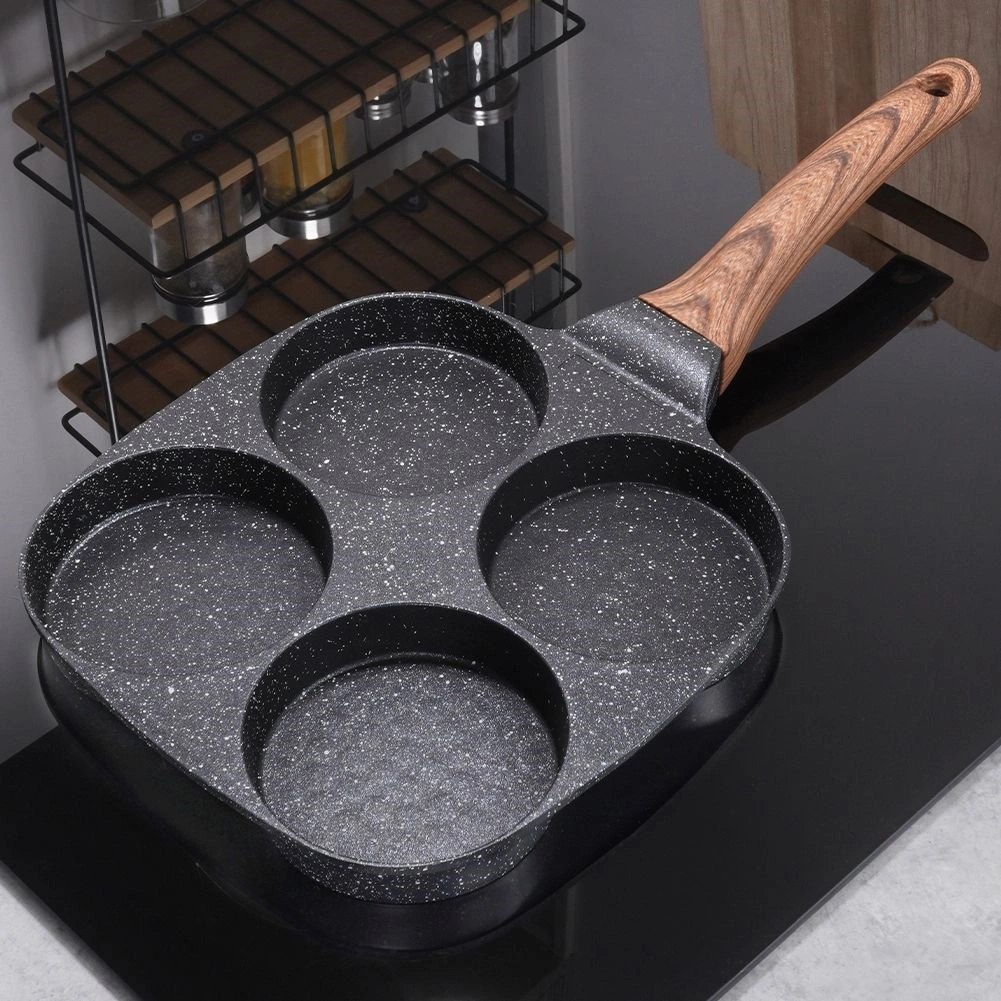 Patelnia do Jajek Placków Pancakes Granitowa 4 Otwory Solidna VILDE 19x19cm - obrazek 2