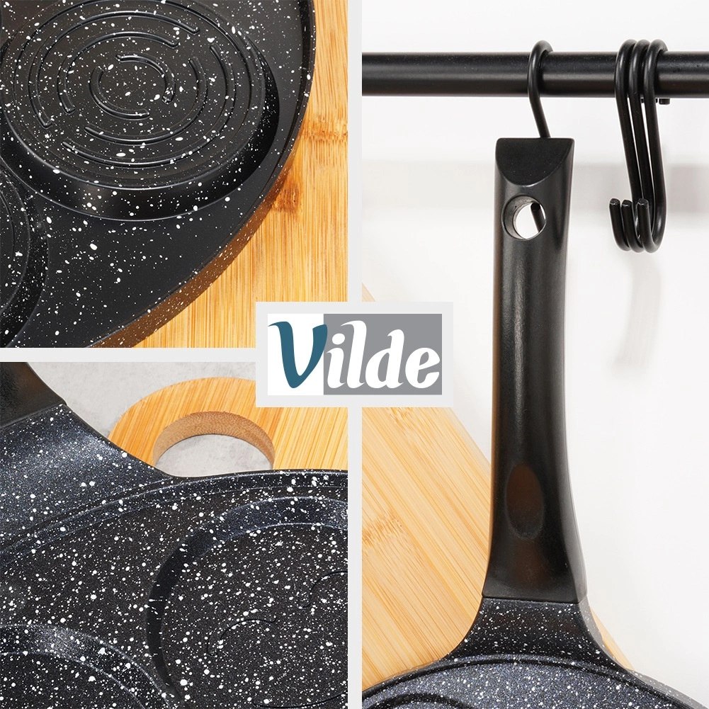 Patelnia do Jajek Granitowa 7 Otworów 26 cm VILDE Nieprzywierająca Buźki - obrazek 6