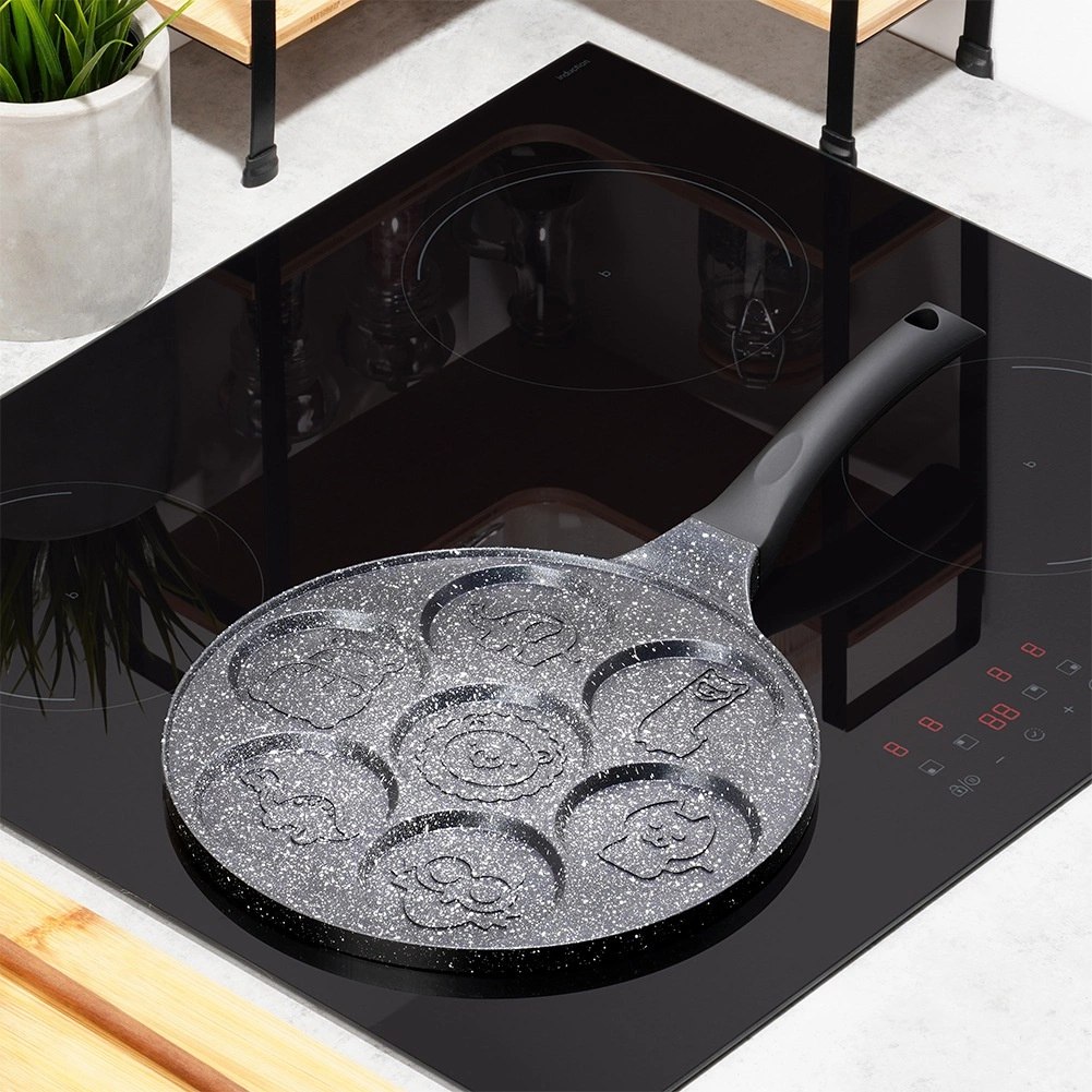 Patelnia do Jajek Granitowa 7 Otworów 26 cm VILDE Black Line Zwierzątka - obrazek 2