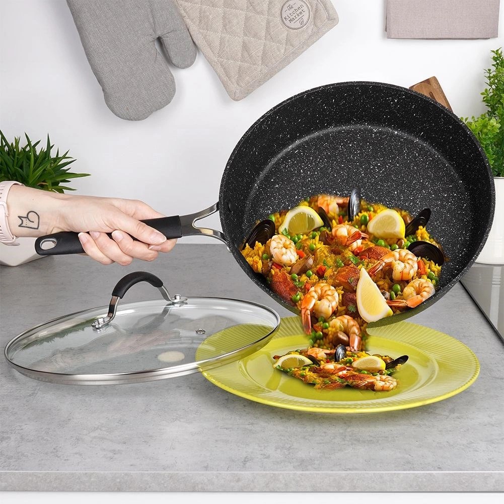 Patelnia Granitowa z Pokrywką 28 cm ORION Stoner Indukcja Piekarnik - obrazek 4
