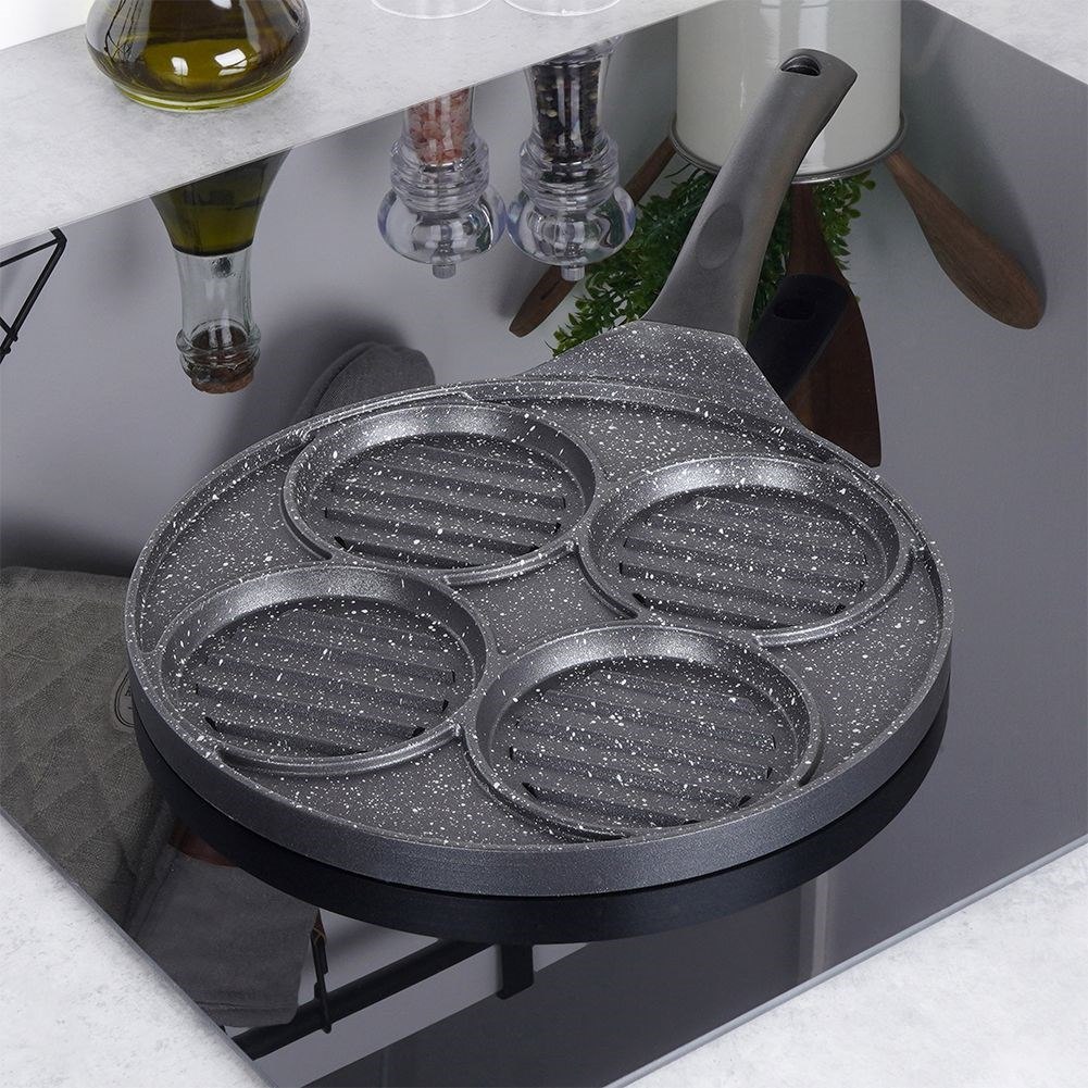 Patelnia do Burgerów Jajek Granitowa Grillowa 4 Otwory ORION 26,5 cm - obrazek 2