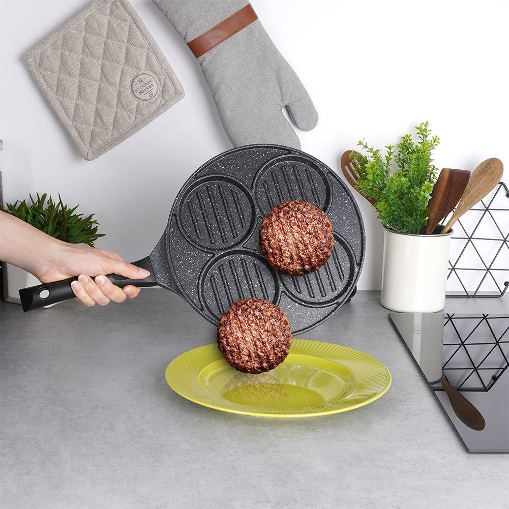 Patelnia do Burgerów Jajek Granitowa Grillowa 4 Otwory ORION 26,5 cm - obrazek 4