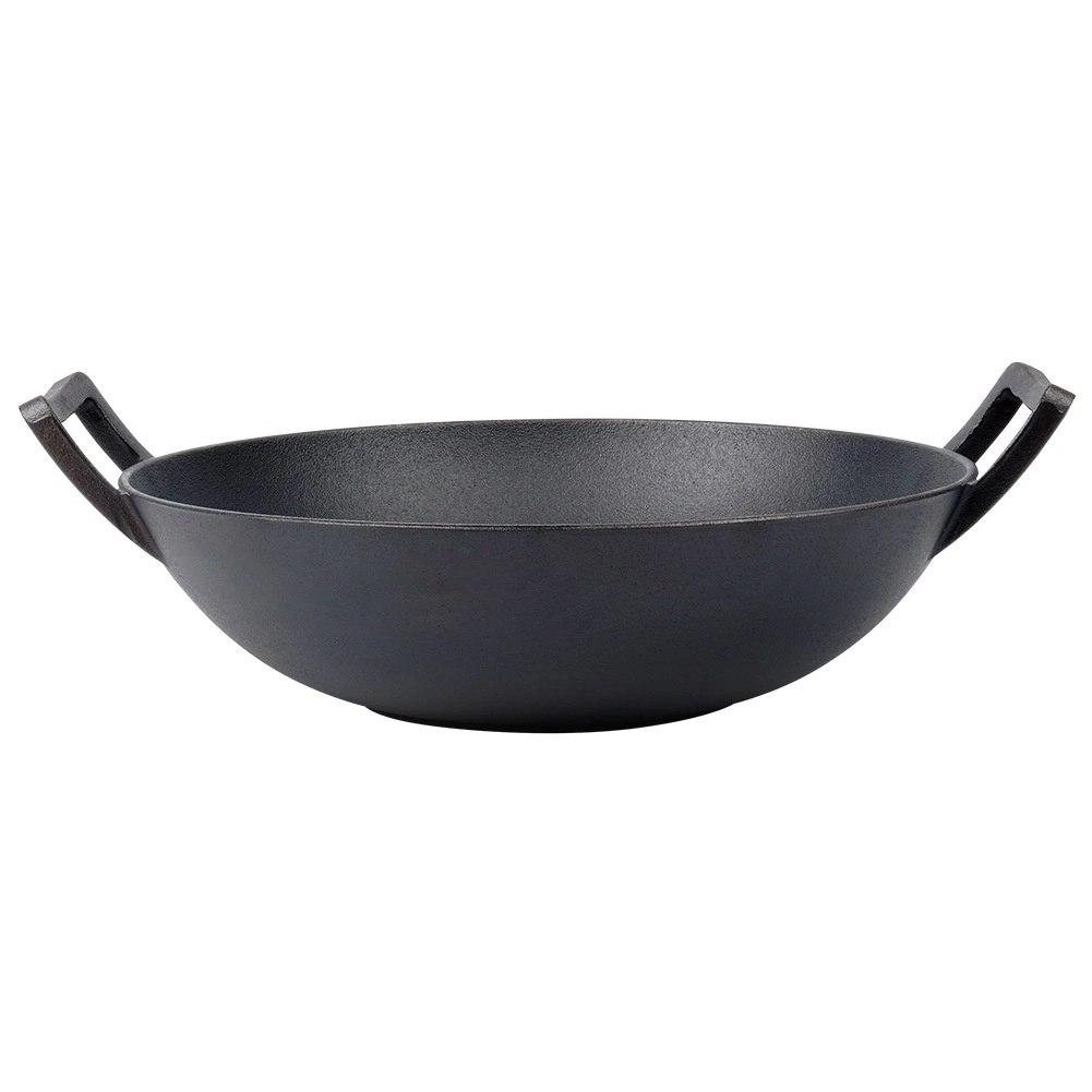 Patelnia Wok Żeliwna Duża 36 cm VILDE Cast Line do Indukcji Grill - obrazek 3