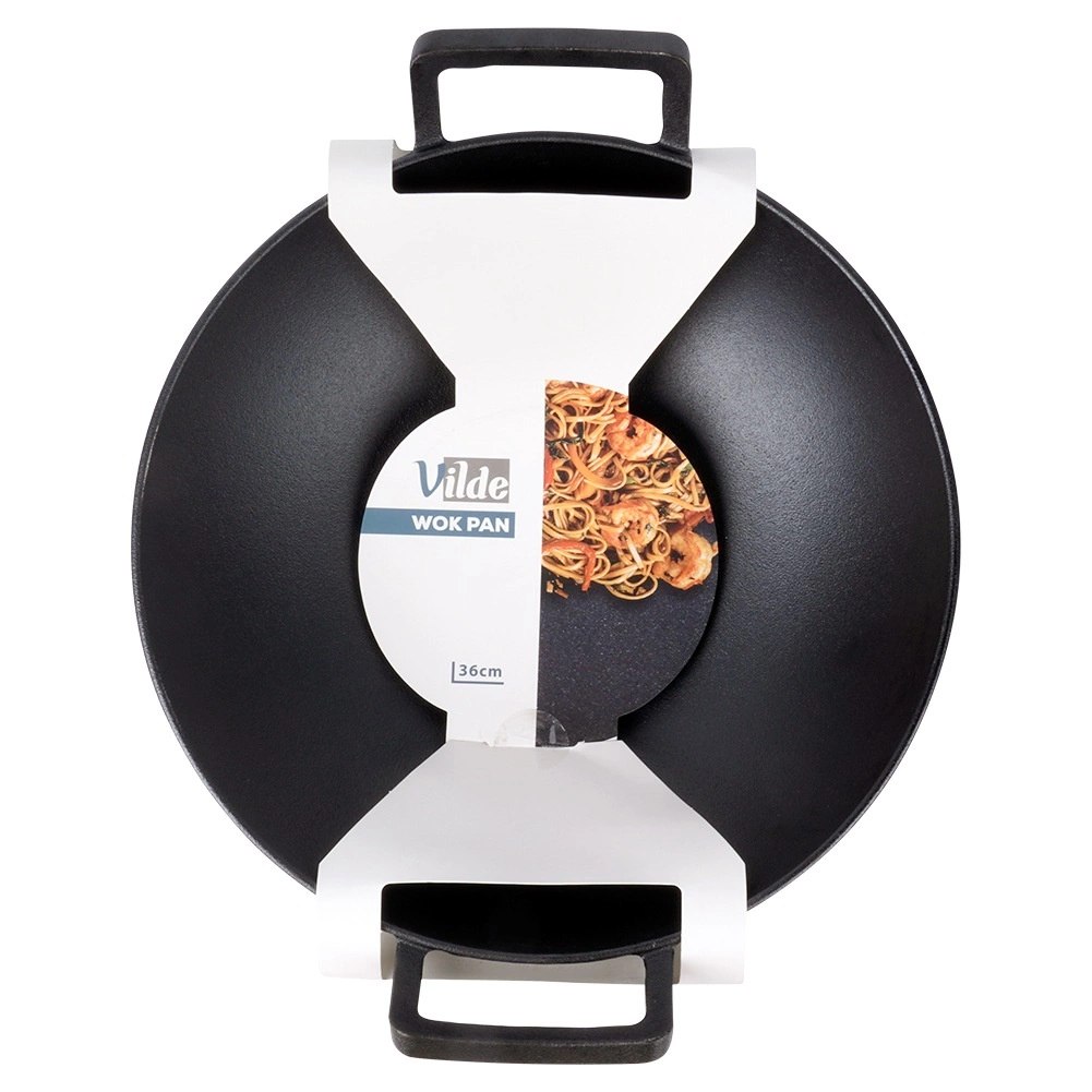 Patelnia Wok Żeliwna Duża 36 cm VILDE Cast Line do Indukcji Grill - obrazek 8